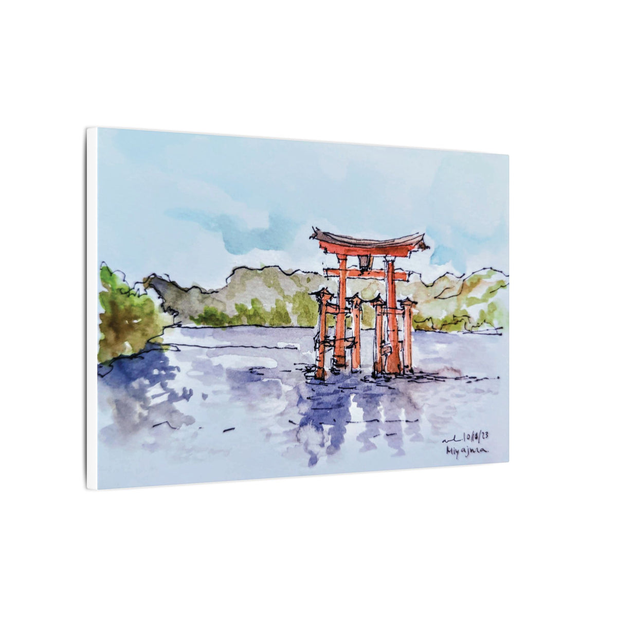 Miyajima Torii Gate Watercolor Canvas Print — Japanese Shrine Wall Art