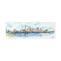 New York City Skyline Canvas — Ellis Island Watercolor Panorama