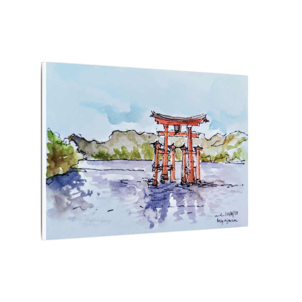 Miyajima Torii Gate Watercolor Canvas Print — Japanese Shrine Wall Art