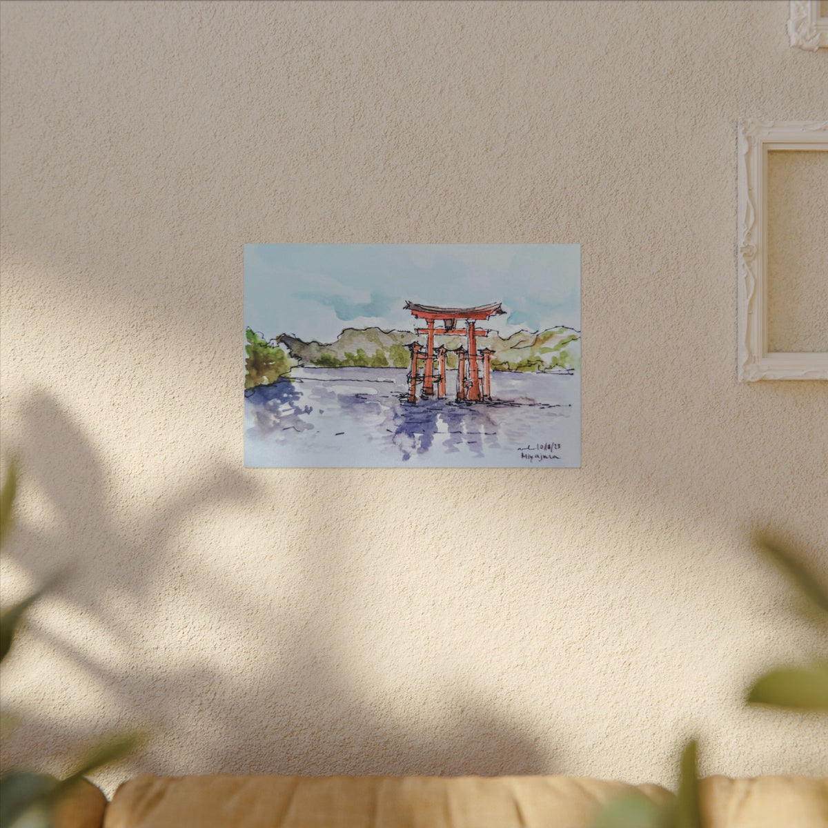 Miyajima Torii Gate Watercolor Canvas Print — Japanese Shrine Wall Art