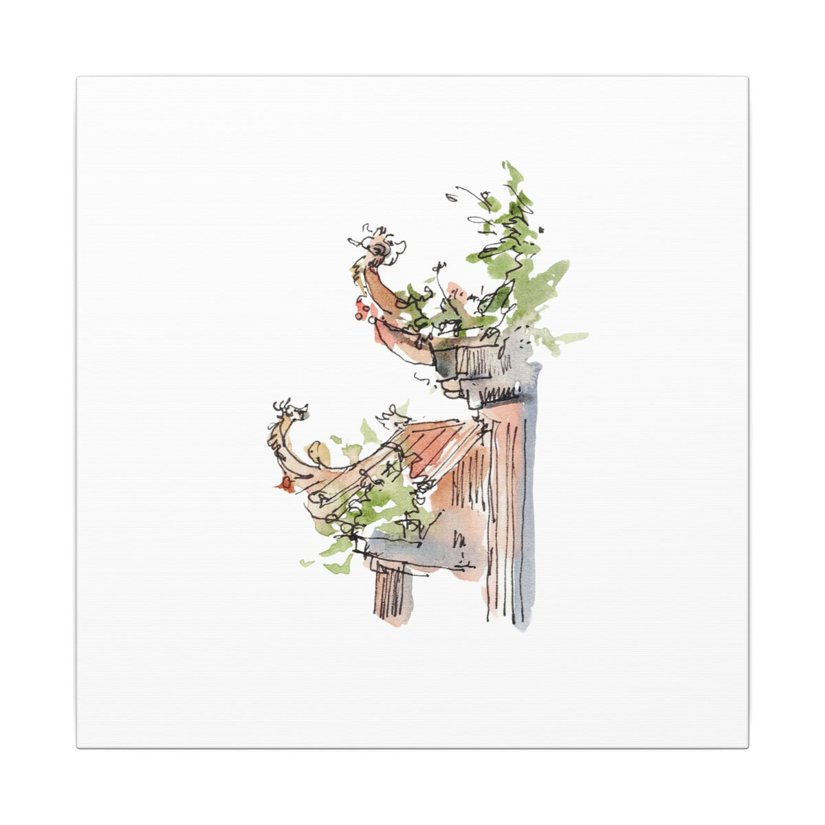 Illustration of a person with plants on a white background