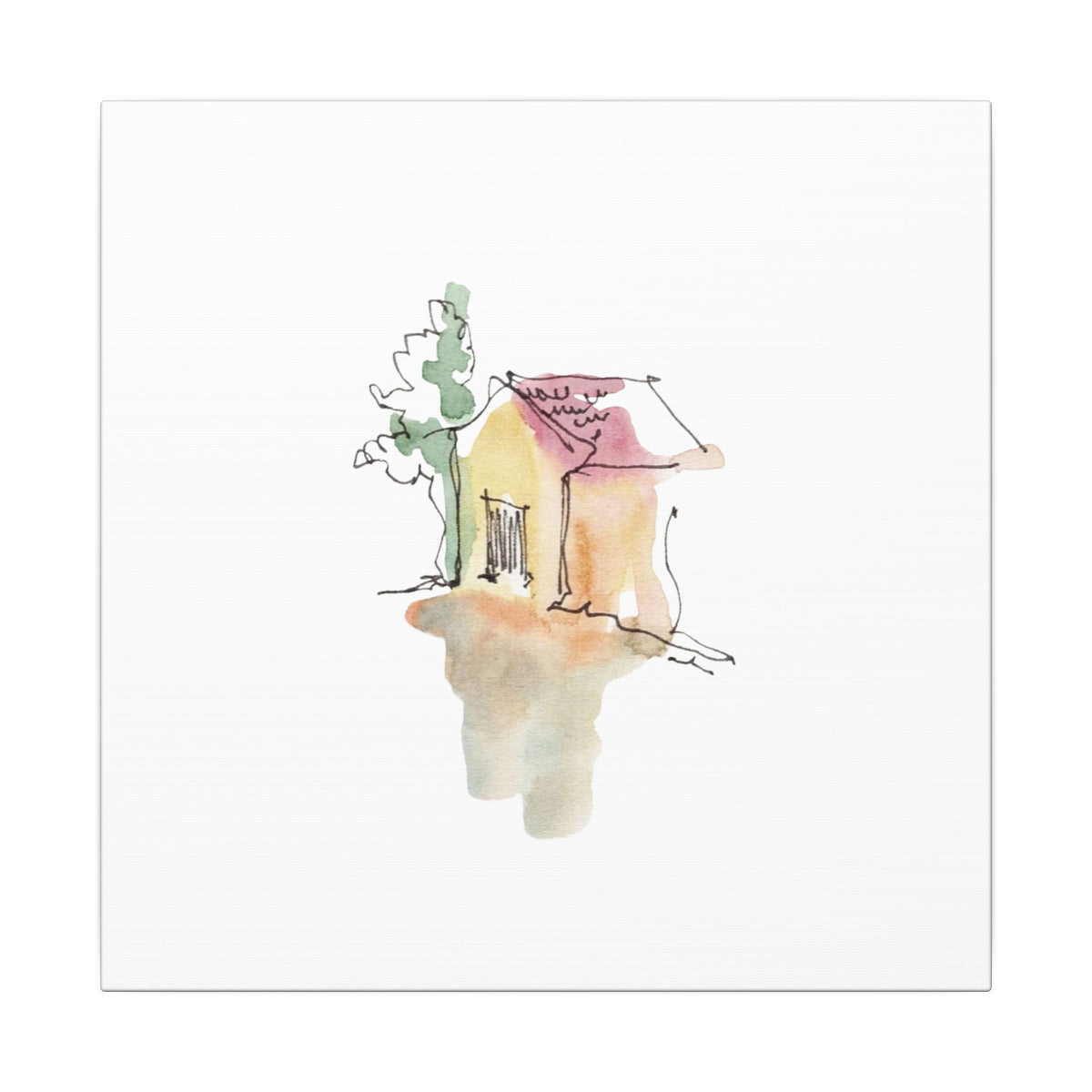 Hoi An Yellow House – Vietnamese Watercolor Sketch Print