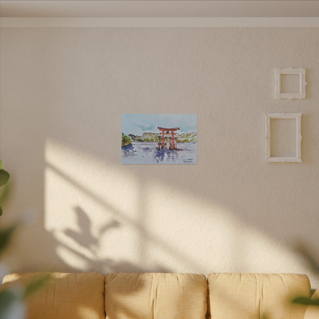 Miyajima Torii Gate Watercolor Canvas Print — Japanese Shrine Wall Art