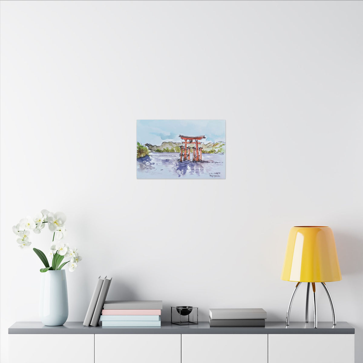Miyajima Torii Gate Watercolor Canvas Print — Japanese Shrine Wall Art