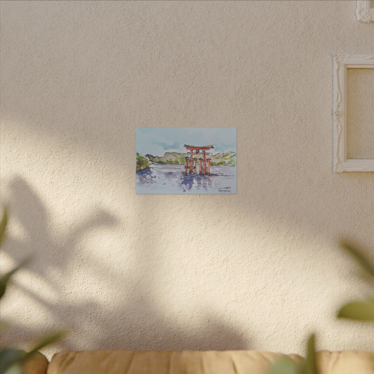 Miyajima Torii Gate Watercolor Canvas Print — Japanese Shrine Wall Art