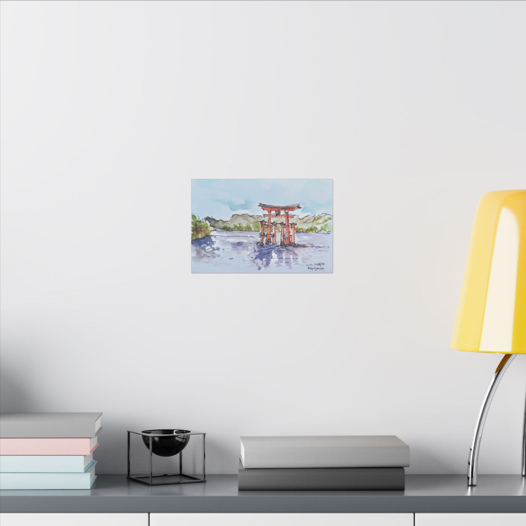 Miyajima Torii Gate Watercolor Canvas Print — Japanese Shrine Wall Art